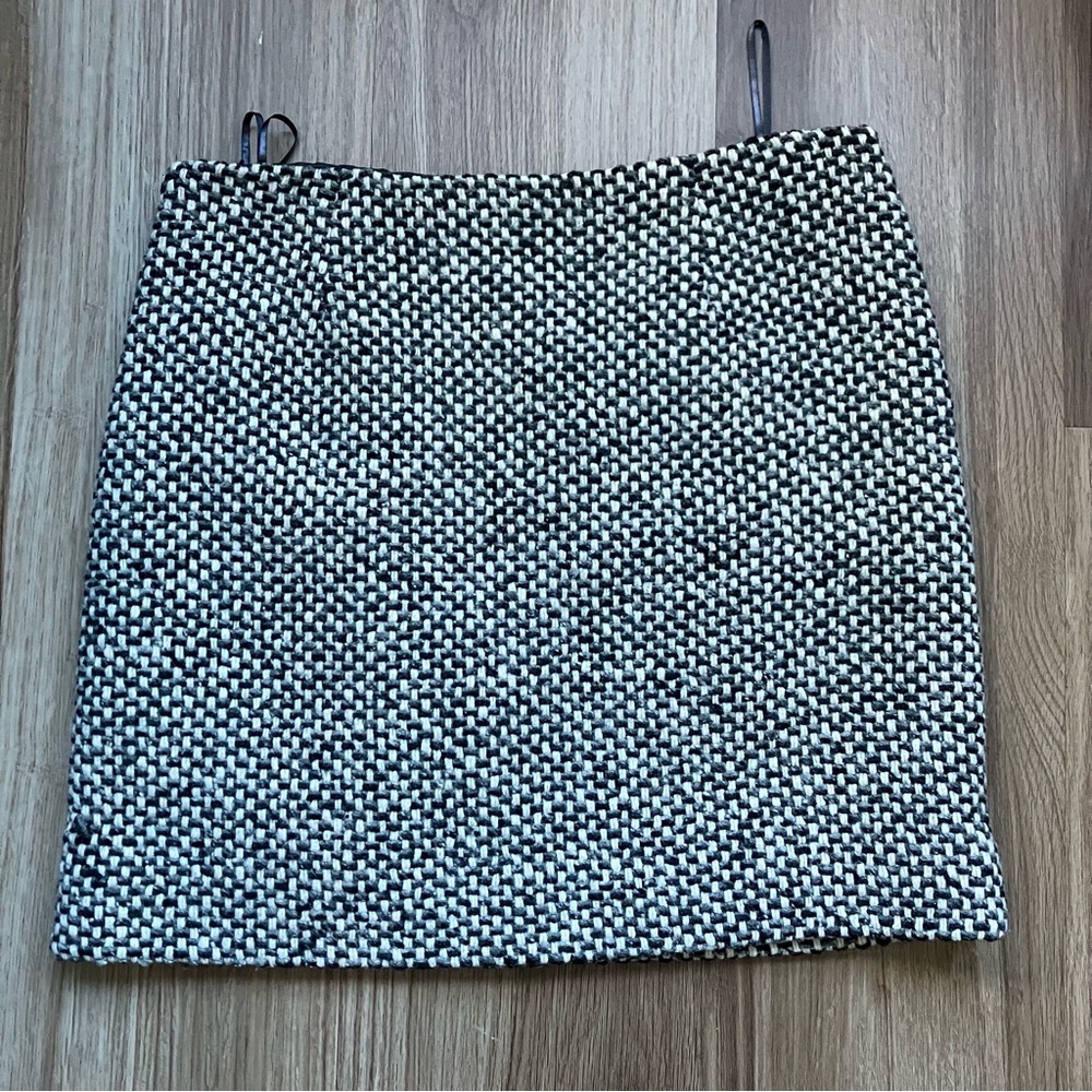 J Crew Black and White Tweed Mini Skirt